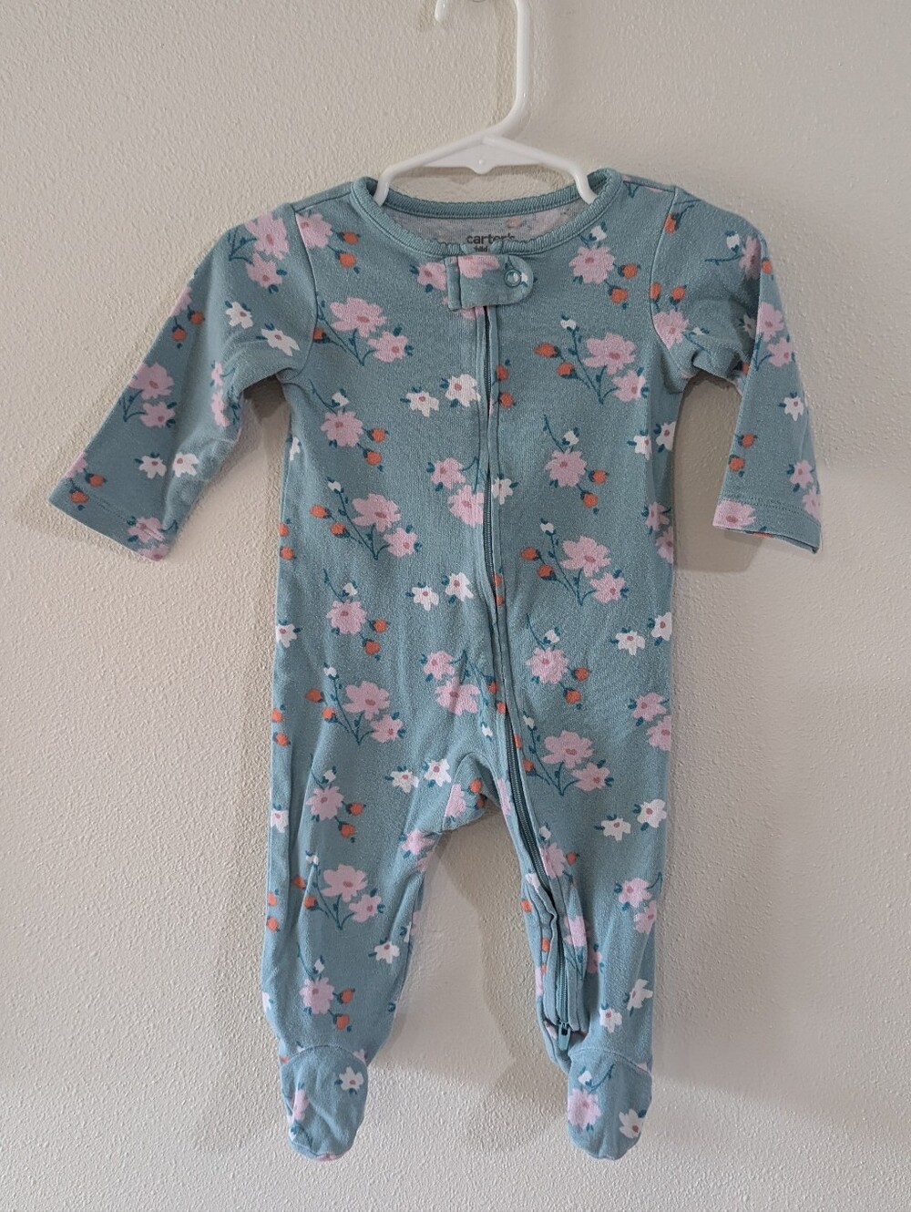 Teal Floral Footie Pajamas